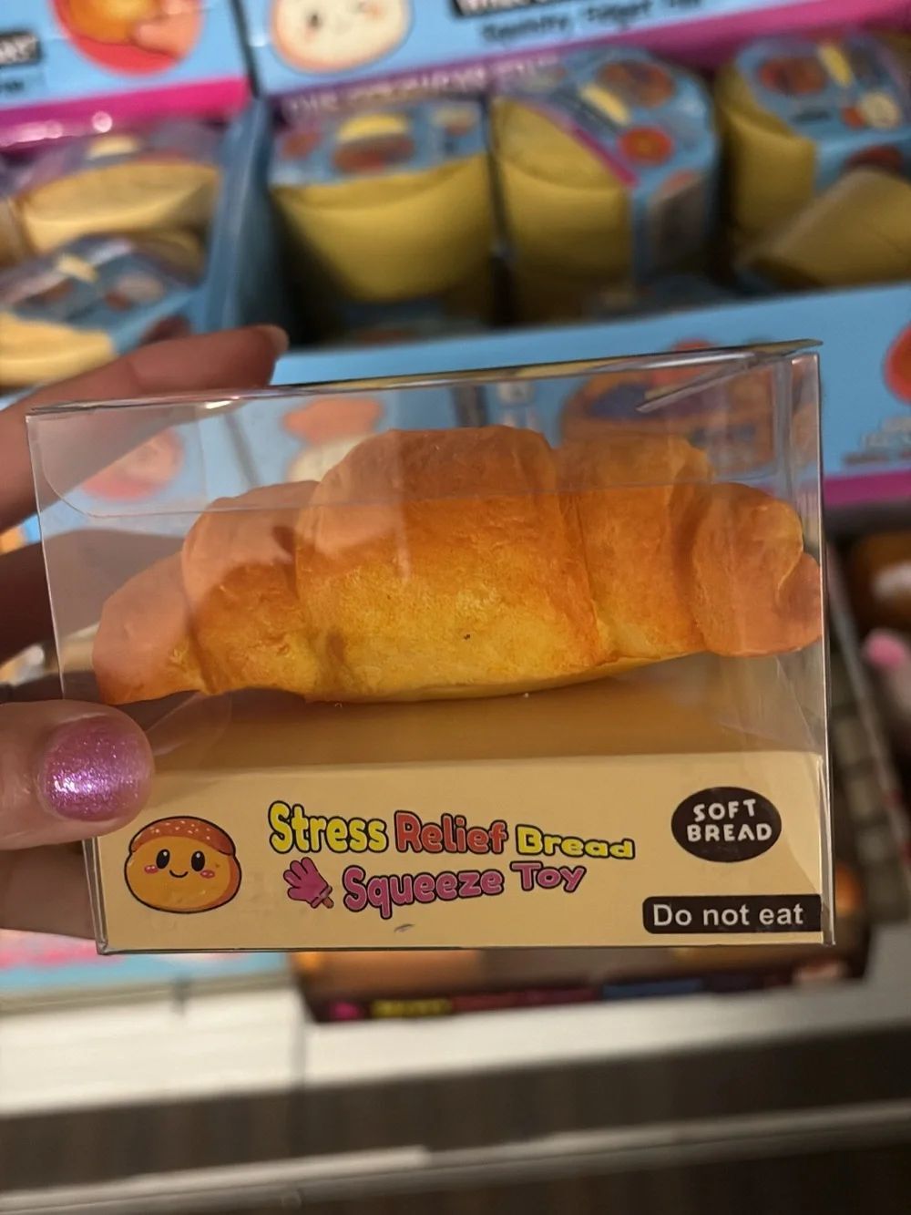 Stress Relief Croissant Squeeze Toy - Yellow/Golden